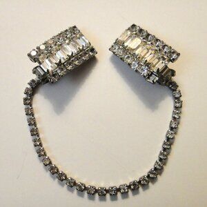 Vintage Weiss Clear Rhinestone Sweater Clips Collar Guard